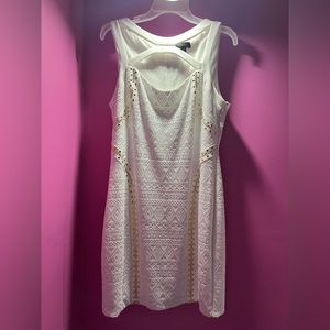 Thalia Sodi White Dress with Gold Studs size L/G.